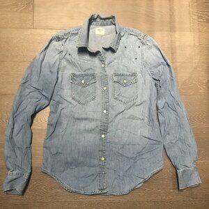 GAP rhinestone embellished denim (snap) button top